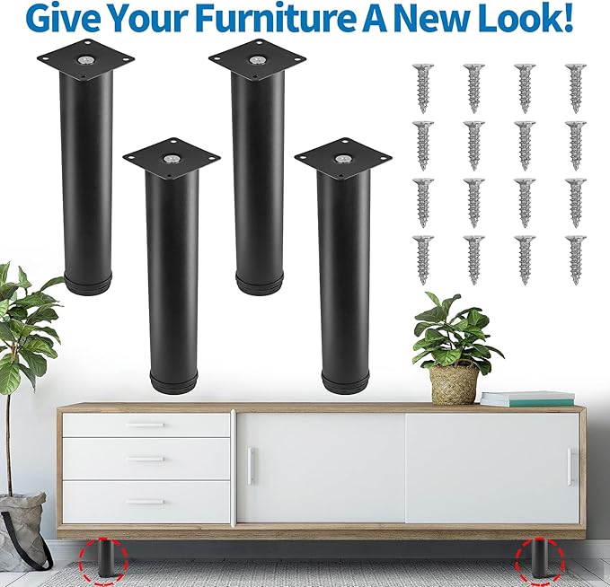10 Inch Metal Furniture Legs Stainless Steel Adjustable Legs Black Metal Legs
