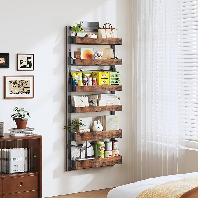 6-Tier Over The Door Pantry Organizer, Heavy-Duty Metal Wall Mount or Hanging