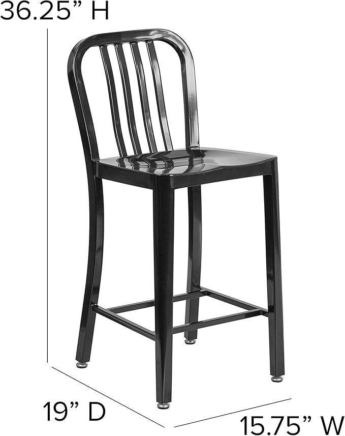 Flash Furniture Gael Commercial Grade 2 Pack 24" High Black Metal