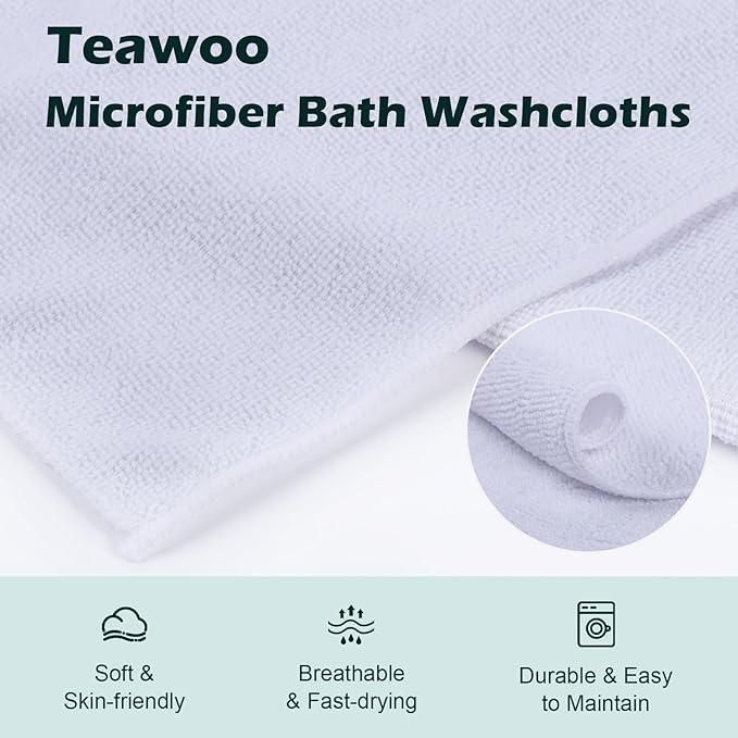White Washcloths Bulk 400 Pack, Highly Absorbent & Quick Drying Face Towels
