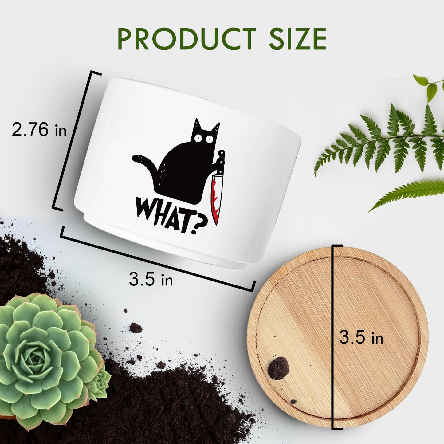 Jutasty Funny Black Cat Plant Pot for Succulent, Cactus Flower Planter for Indoor Plants, Unique Succulents Pots with Drainage, Cats Owner Gifts, Home Desk Decor Planter Gift for Cat Lover (No Plants)