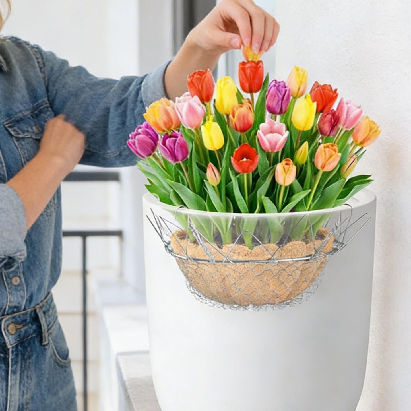 Adjustable Planter Insert - Heavy Duty Rustproof Riser Chains,Planter Filler Support,for Outdoor Indoor Flower Potted Home
