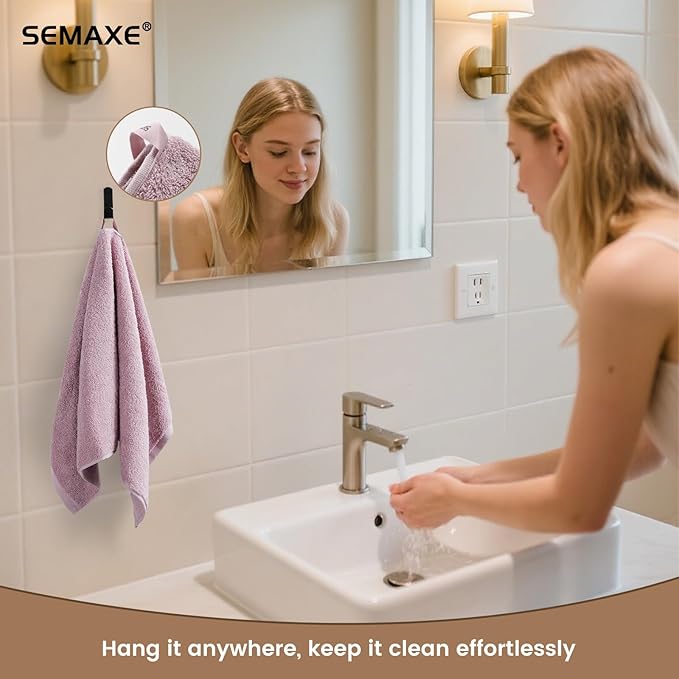 SEMAXE Purple Hand Towels for Bathroom, 100% Cotton Towels