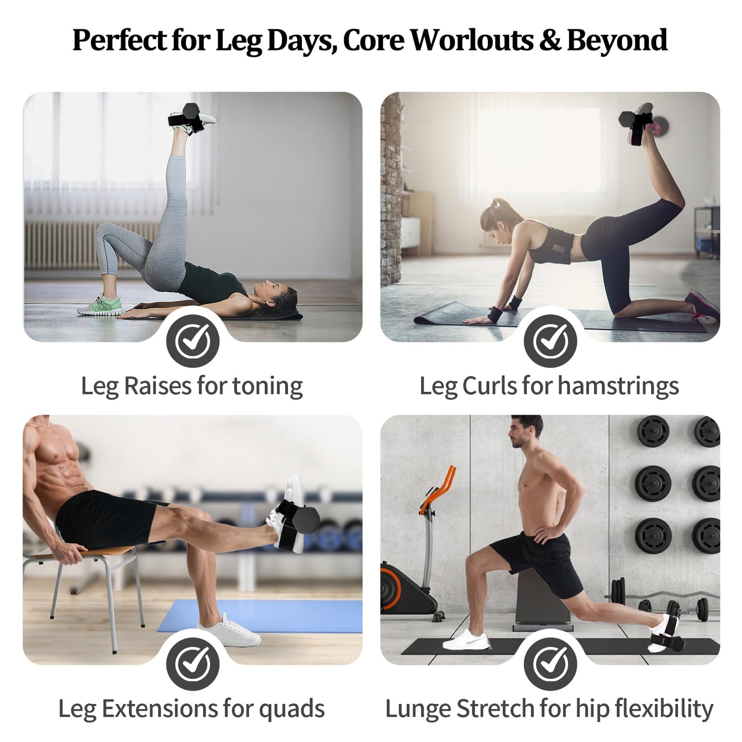 Dumbbell Foot Attachment for Leg Workout, Extension Monkey Foot Dumbbell Attachment Straps for Gym Trainer and Beginners Ankle Strap for Fitness Training