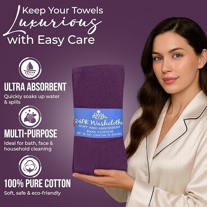 DAN RIVER 24 Pack Wash Cloths for Showering