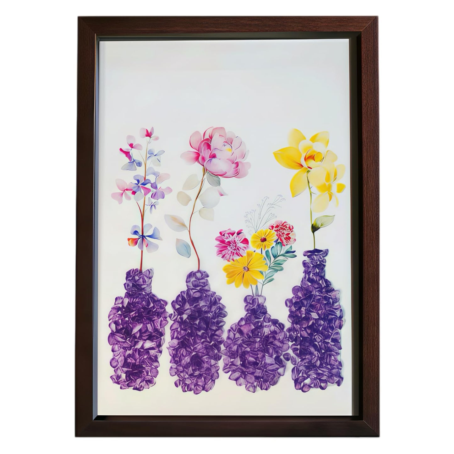 Boohyjtong DIY Real Amethyst Crystal Art Kit with Frame - 3D Purple Gemstone Vase Wall Decor - Natural Healing Stone Mosaic Craft for Adults - Relaxing February Birthstone Gift for Women