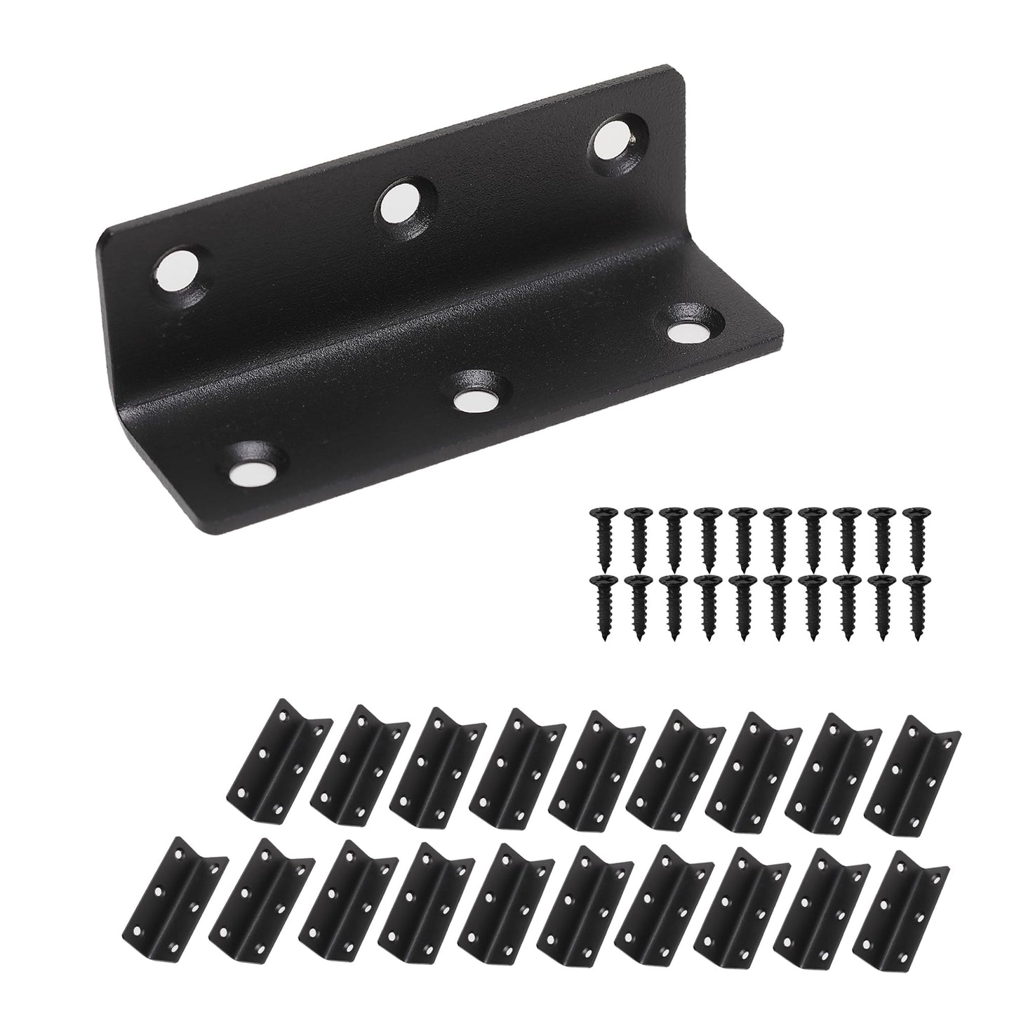 Redunest L Bracket, Heavy Duty Corner Brace, 20 Pack 3.2" Metal Shelf Bracket Angle Bracket for Shelves, Black Metal Braces for Wood