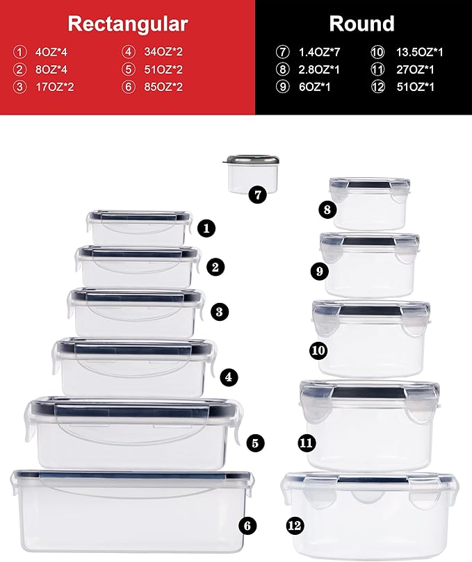 56 Pcs Large Food Storage Containers Set