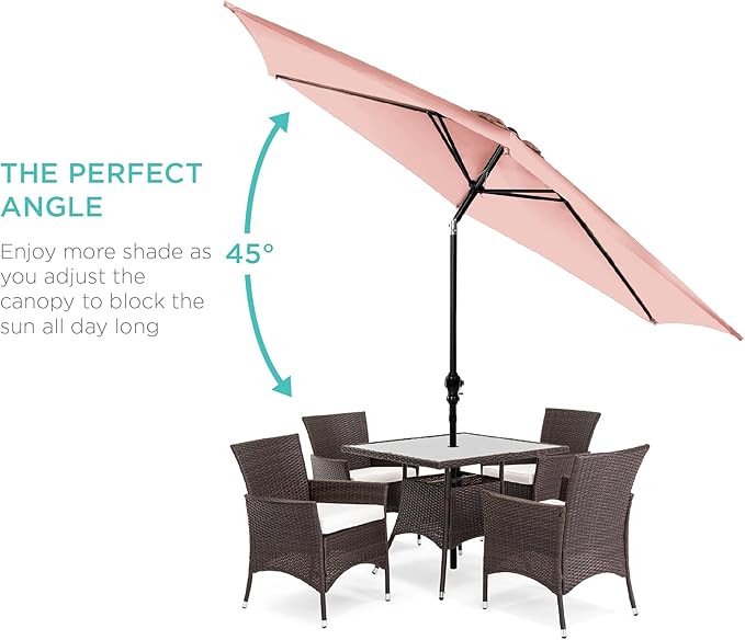 Best Choice Products 10ft Outdoor Table Compatible Steel Polyester Market Patio Umbrella w/Crank and Easy Push Button Tilt