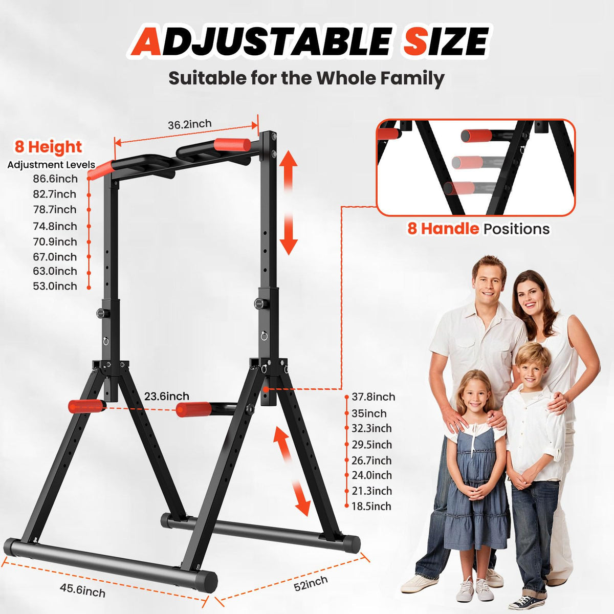 DOBESTS Foldable Power Tower Pull Up Bar Dip Station Adjustable Multifunction Workout Pull Up Tower Station Gym Strength Training Equipment Home Outdoor, Triangular Legs, 700 LBS