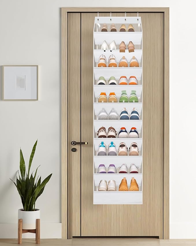 AOODA 10 Tier Clear Over the Door Shoe Organizer Storage, Deep Pockets Large