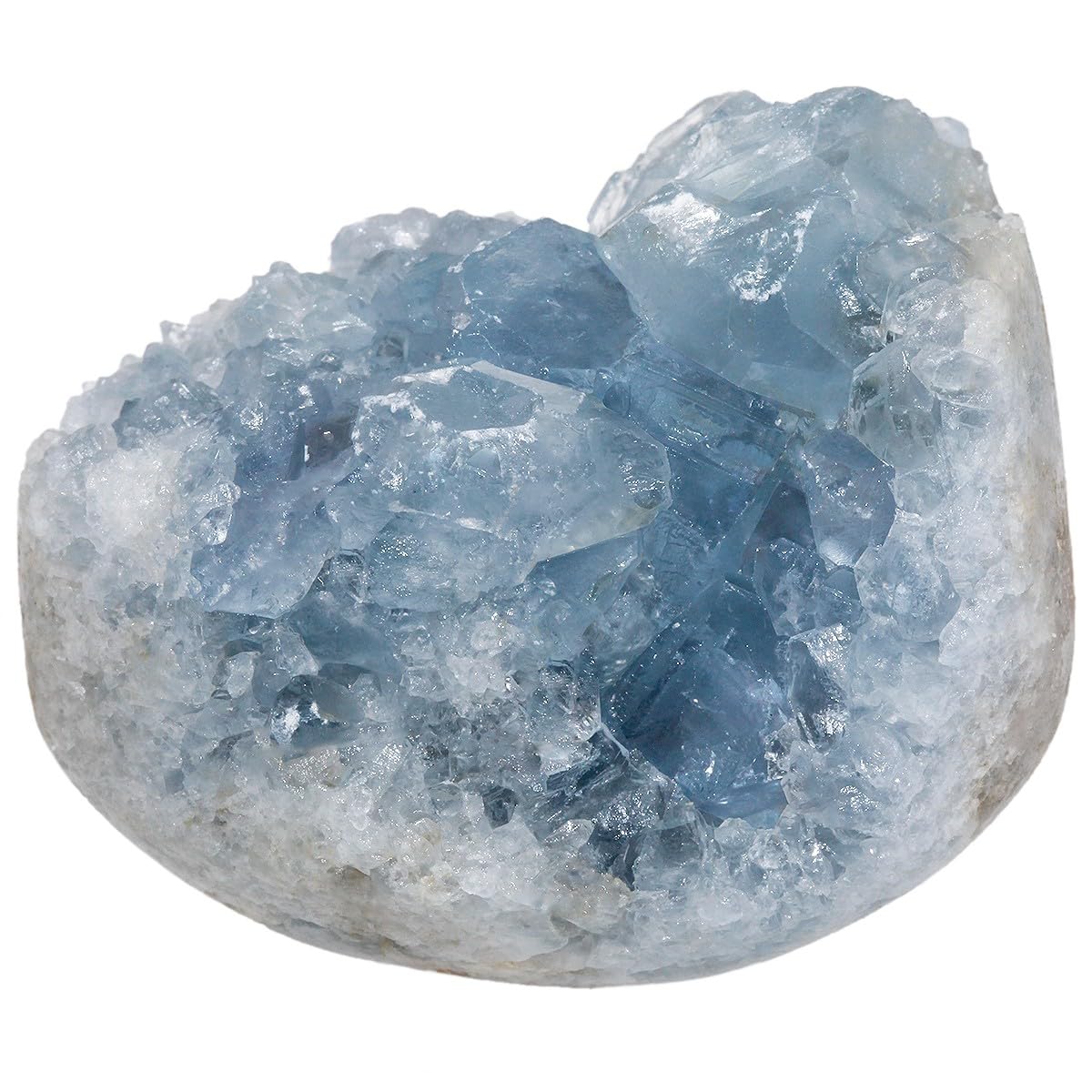 SUNYIK 1.5x1.1x0.9(150g) Natural Raw Celestite Crystal Cluster Geode, Irregular Blue Celestite Raw Crystal Mineral Specimens for Reiki Healing Home Office Desktop Decoration