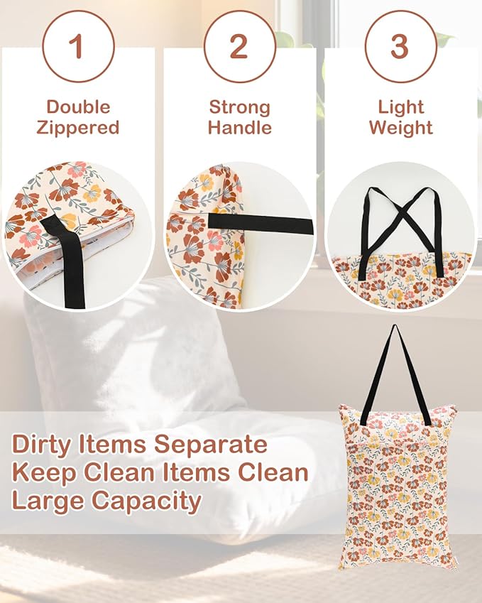 ALVABABY 2 Pack Large Wet Dry Bag Waterproof Hanging Cloth Diaper