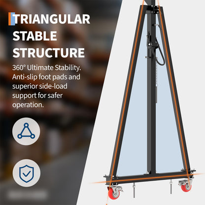 2 Ton Gantry Crane with Manual Trolley, Hook and Sling strap, 4400 LBS Steel I-Beam Hoist with 12 Adjustable Height Positions (97"–141"), Heavy Duty Shop Crane for Garage, Warehouse, Auto Repair & Con