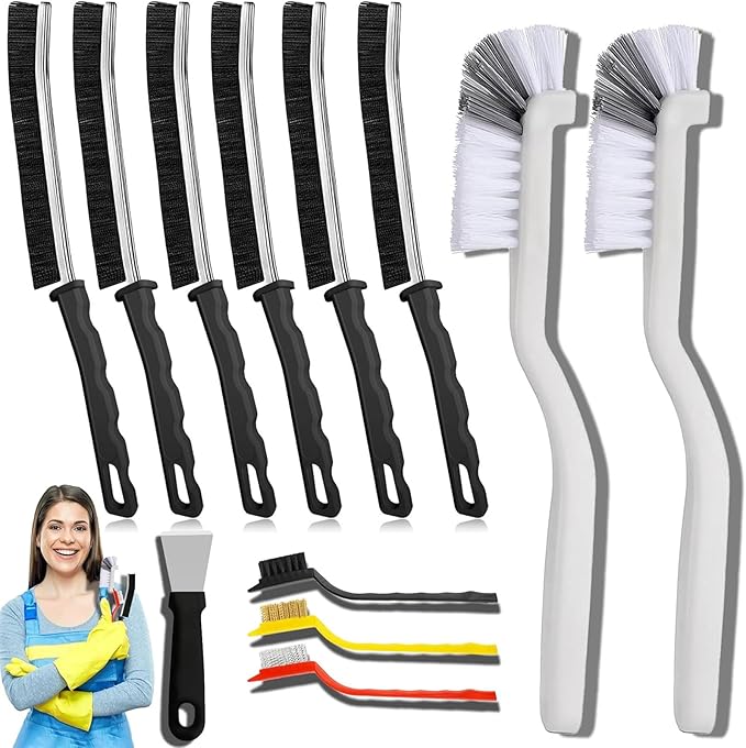12Pcs Crevice Cleaning Brush Set, Hard Bristle Cleaning Supplies