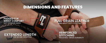 Iron Rebel Leather Lifting Straps (Pair) - Premium Heavy Duty Leather Wrist Straps for Weightlifting, Bodybuilding & Powerlifting - Durable Leather Gym Straps for Deadlifts & Pull-Ups - Men & Women