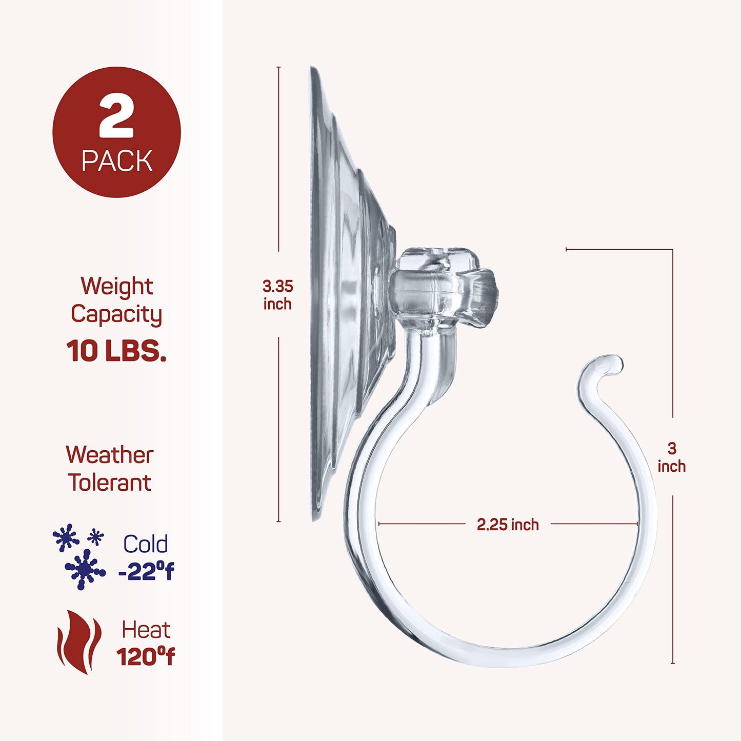 Christmas Wreath Hanger For Glass Front Door [Set of 2] Giant Suction Wreath Hanger, Hang Large or Heavy Wreaths Securely on Glass Doors and Windows up to 10 Lbs - Heavy Duty Wreath Holders - USA Made