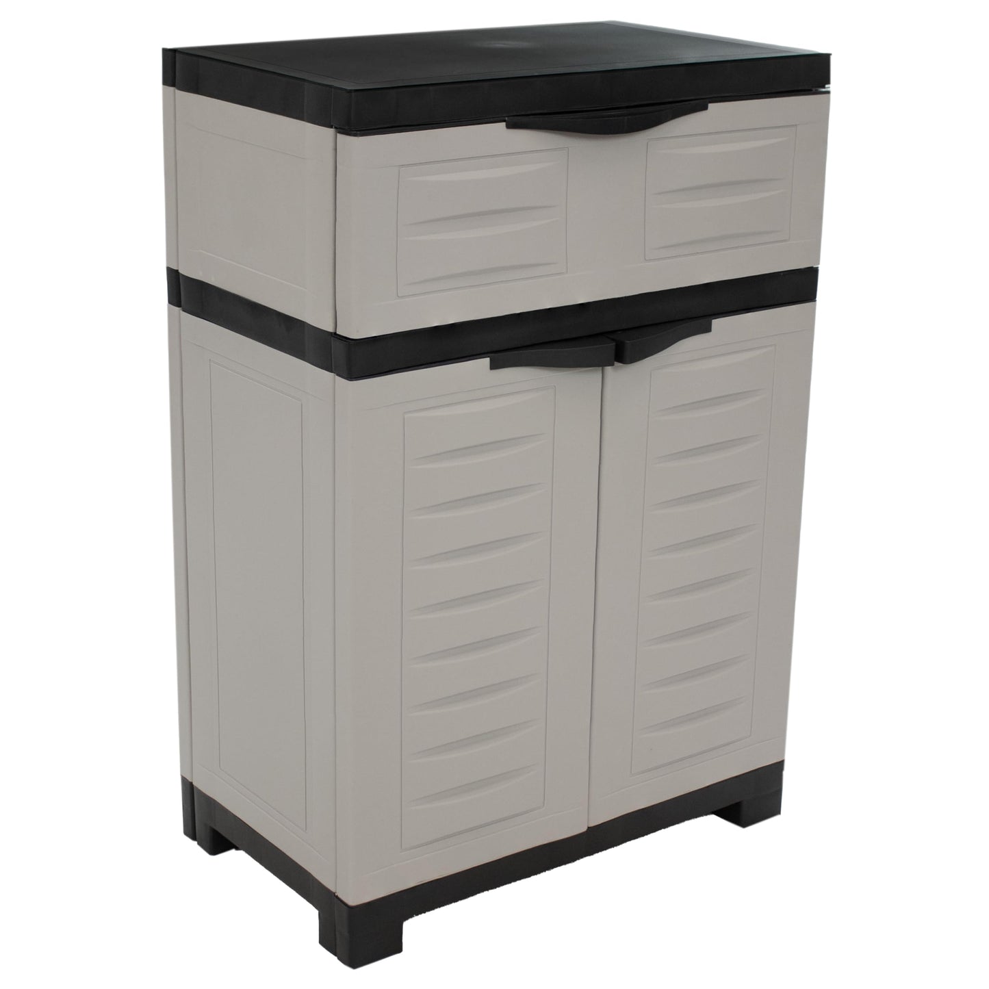 Sunnydaze 34.5" H Resin Garage Storage Cabinet - Garage Cabinet with Adjustable Shelf - Freestanding Utility Storage for Laundry Room, Office, Basement - Gray