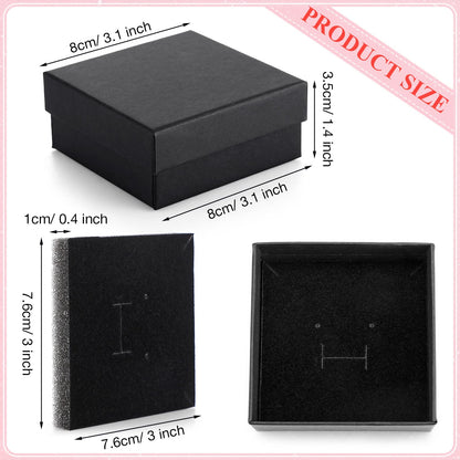 Kenning 24 Packs Necklace Boxes Bulk Black Velvet Jewelry Gift Boxes Small Cardboard Earring Ring Case with Cushion(Cardboard)