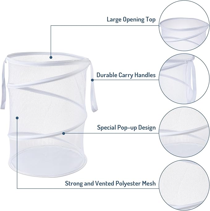 Seiritex Mesh Popup Laundry Hamper 115L Collapsible Laundry Basket Extra Large