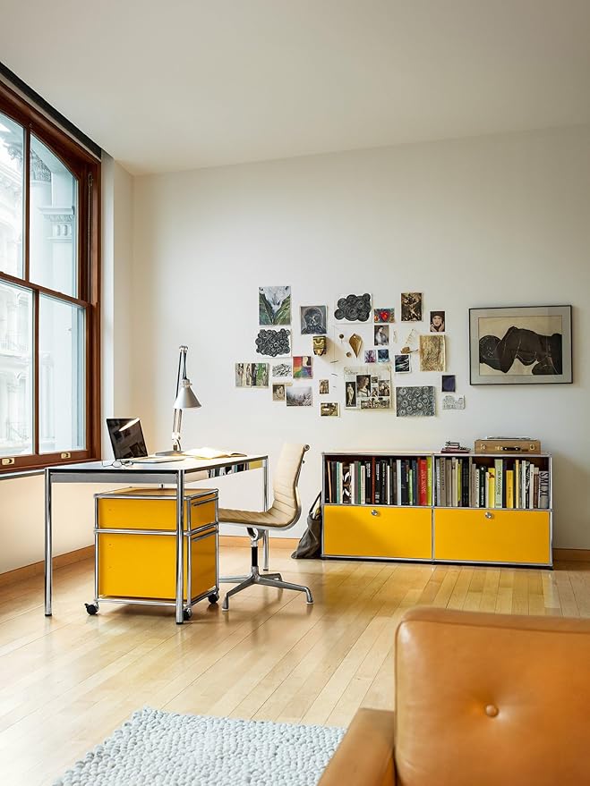 Modern Storage Cabinet Yellow F Versatile Free-Standing Organizer