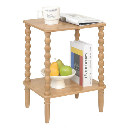 Fultyle Small End Table, Couch Side Table with 2-Tier Storage Shelf, Wood Coffee Table for Bedroom, Living Room, Small Spaces (Rustic Walnut)