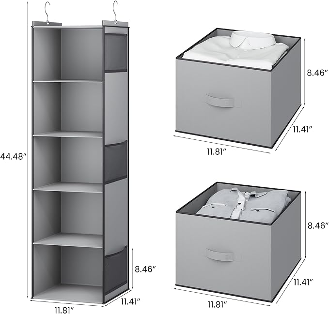 YOUDENOVA Hanging Closet Organizer, 5 Tier Hanging Closet Shelves