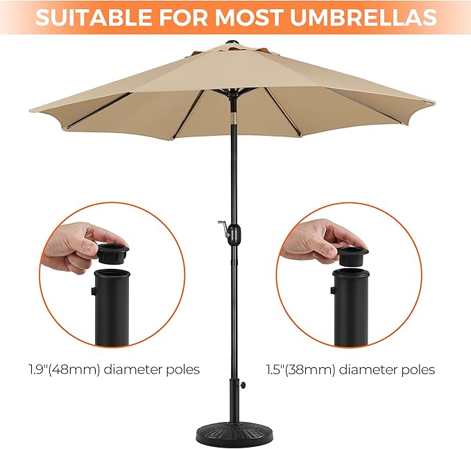 Yaheetech 31lbs Umbrella Base, Heavy Duty Patio Umbrella Base Stand, Round Resin Umbrella Base Stand, Outdoor Market Umbrella Base for Garden, Backyard, Beach