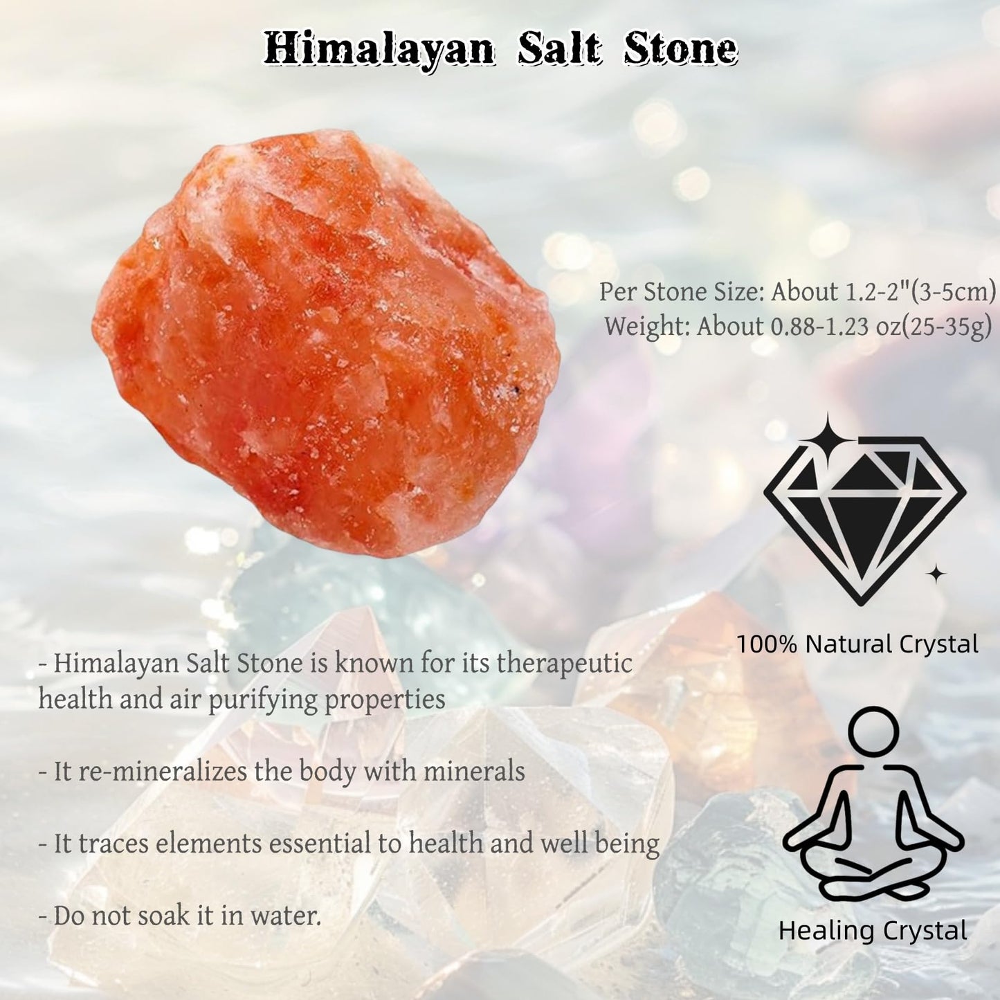 Natural Himalayan Salt Stone Raw Crystals, Large 1.25-2.0" Healing Crystals Natural Rough Stones for Tumbling, Cabbing, Fountain Rocks, Decoration, Polishing, Wire Wrapping, Wicca & Reiki DIY