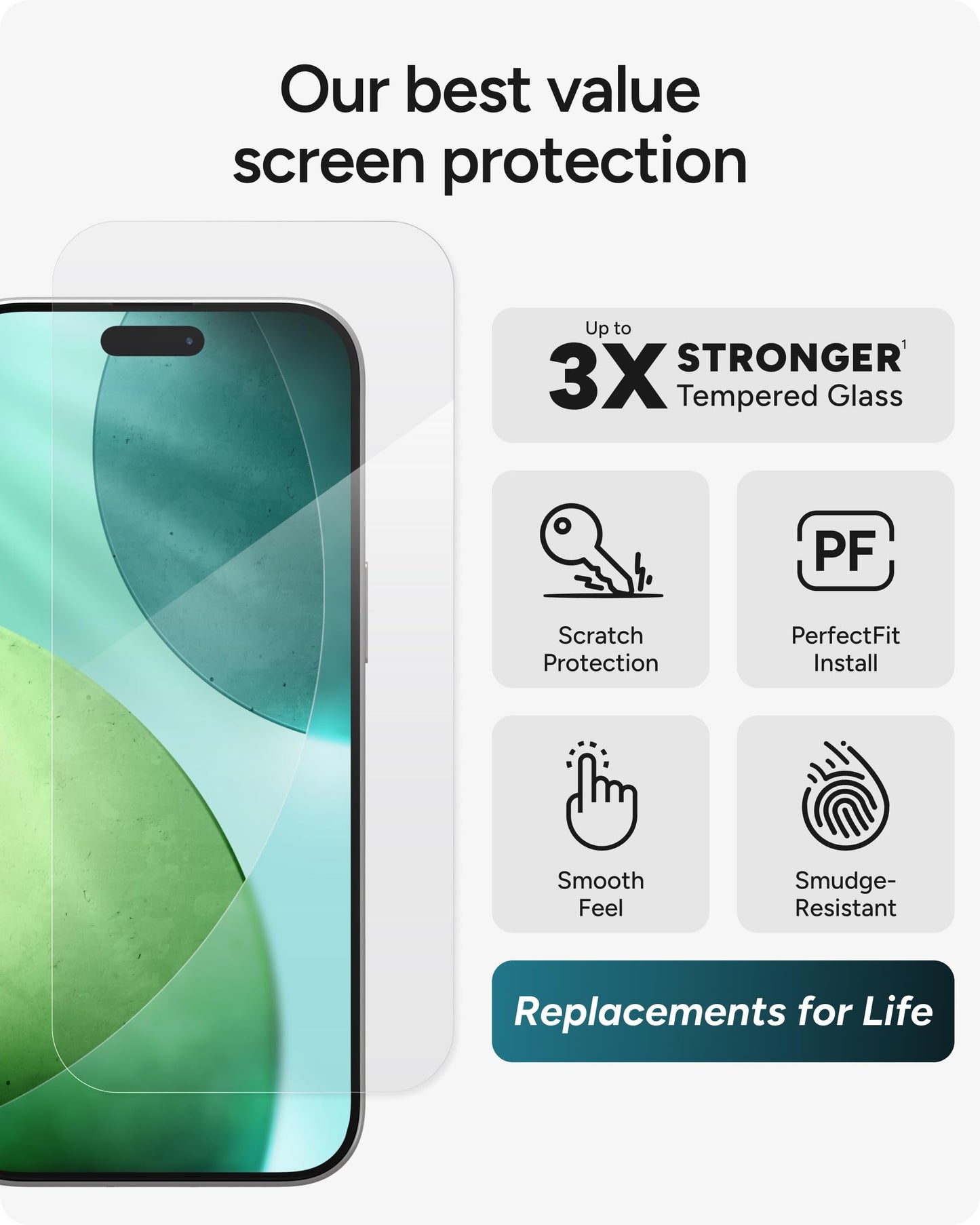 ZAGG Glass+ Screen Protector for iPhone 16e/ 14/13/ 13 Pro - 3X Shatter Protection, High Scratch Resistance, Oil-Resistant, Reinforced Edges, InvisibleShield, Easy Install