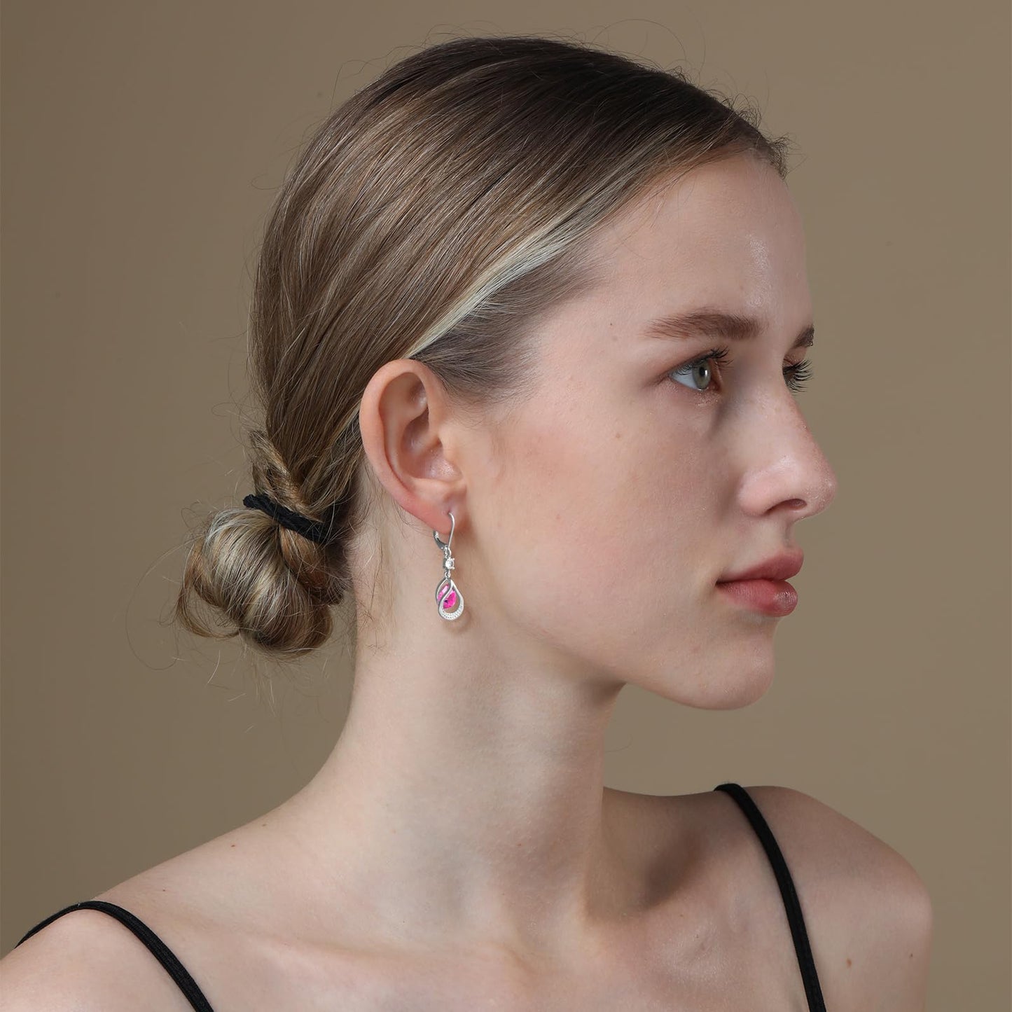 Dangle Trendy Leverback Birthstone Earrings Sliver Plated Teardrop Dangle Earrings Jewelry Christmas Birthday Gifts for Women (Sliver October)