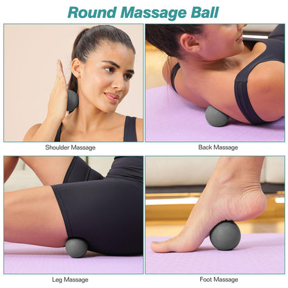 5 in 1 Foam Roller Set - Trigger Point Foam Back Roller, Muscle Roller Stick, Massage Ball, Stretching Band for Deep Muscle Massage Pilates Yoga,Fitness Exercise for Whole Body Release