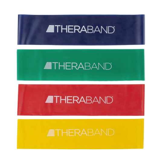 THERABAND Resistance Band Loop Set, Pack of 4, 12 Inch Band Loop Kit for Legs & Butt Workouts, Beginner to Advanced Levels for Exercise, Rehab, Physical Therapy, Stretching, & Strength Training