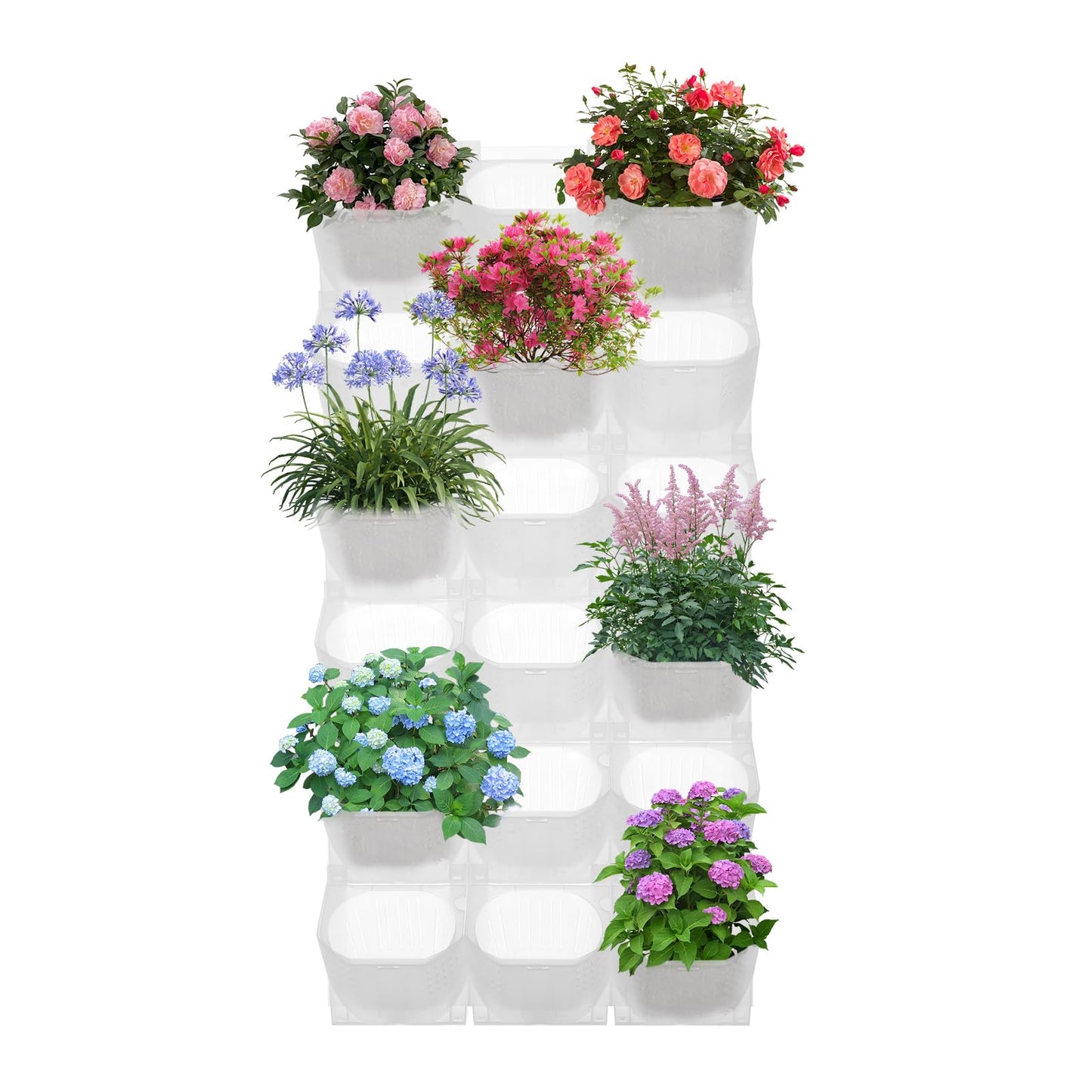 NTNOEA Vertical Wall Planter with 36 Self-Watering Pots, 180LB Capacity Stackable Garden Planter for Outdoor/Indoor, White Wall-Mounted Planters with Drip Irrigation for Herbs Flowers Vegetables