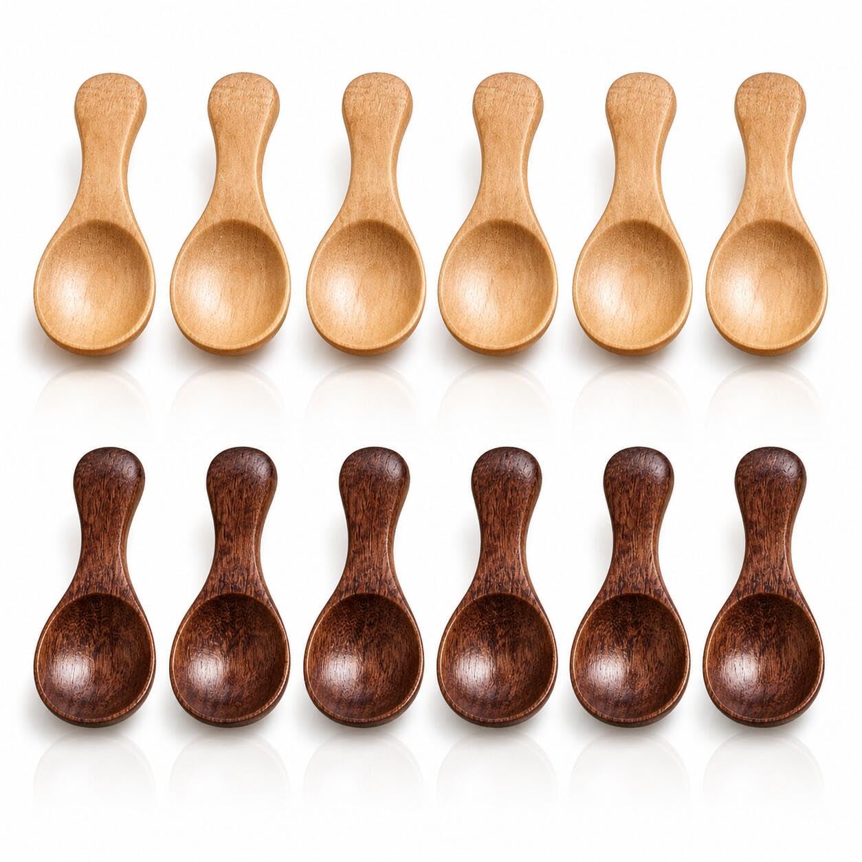 12 Pieces Small Wooden Spoon, SourceTon 3.35 Inches Salt Spoon Honey Coffee Tea Sugar Salt Jam Mustard Ice Cream Milk Powder Spoons