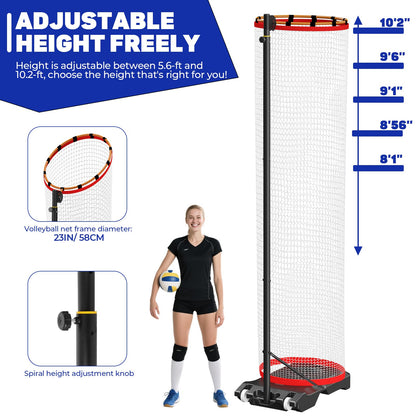 Dollate Movable Volleyball Setter Trainer Net Setting Training Equipment Target Practice Indoor or Outdoor, adjustable height and angle, with 10.2FT ball collection system, for serve and dunk practice