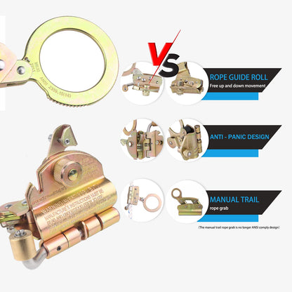 FHFallArrest Fall Protection Rope Grab,Fall Arrester, Used with 5/8” Lifeline Rope, for Construction, Climbing, Comply to ANSI/OSHA