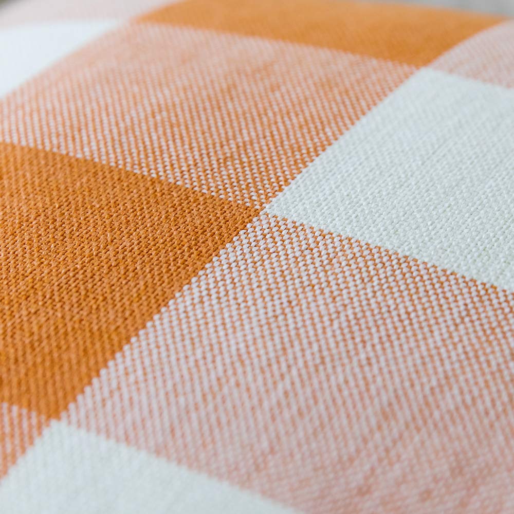 MIULEE Fall Throw Pillow Covers Pack of 2 Classic Farmhouse Buffalo Check Plaids Linen Soft Solid Orange and White Decorative Outdoor Cushion Case for Sofa Bedroom 12 x 20 Inch 30 x 50 cm