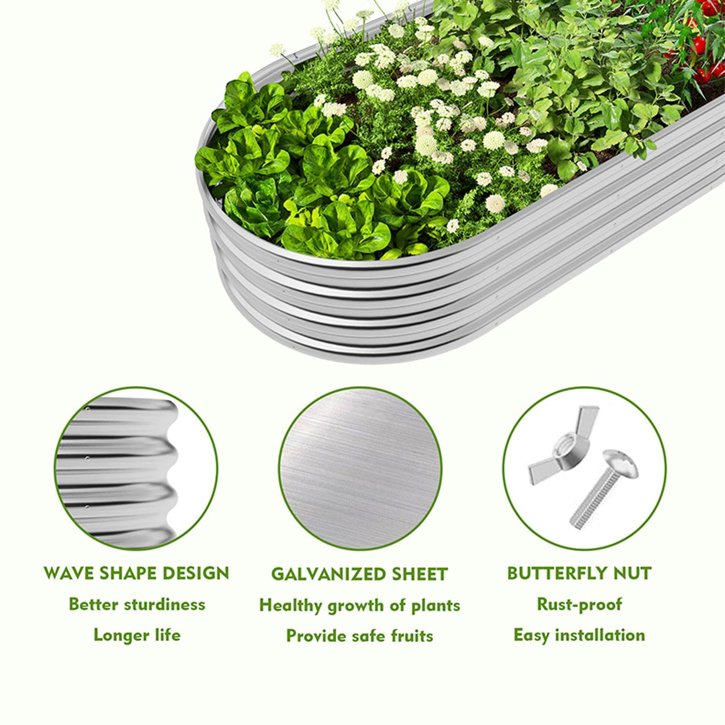 2-Pack Metal Raised Garden Bed, 4x2x1ft Galvanized Planter Box for Outdoor Vegetables & Flowers, Corrosion-Resistant Raised Garden Beds Outdoor with Open-Bottom Design, Lead-Free Herb Garden Planter