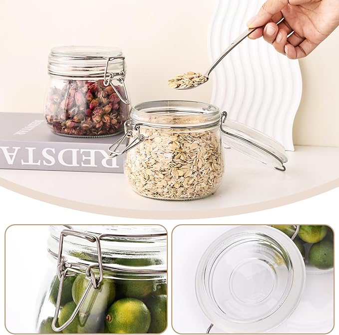 Liuruiyu 16oz - 6 Pack Round Glass Jars