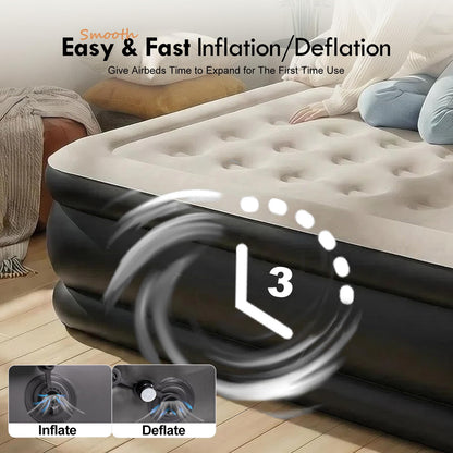 DIMAR GARDEN King Size Air Mattress with Headboard and Pump,Blow Up Mattress Inflatable Bed with Pillows