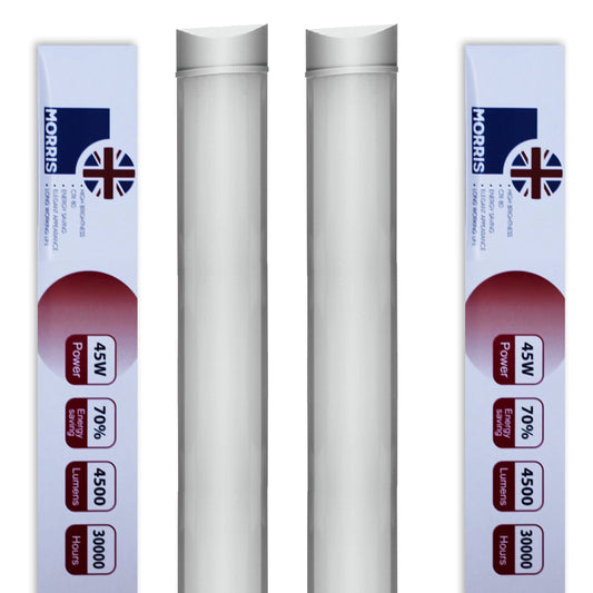 Morris 45w LED Batten Lights 5ft, 150cm, 6000k Daylight, IP20 LED Fluorescent Strip Light Fitting for Ceiling of Home & Office, Workshop & Garage Lighting, Pack of 2
