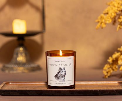 Husky Gifts & Decor, Siberian Husky Gifts, Gift for Dog Lovers, Smells Like Dog Farts Candle - Lavender & Eucalyptus, Crafted by Natural Soy Wax & Natural Essential Oils