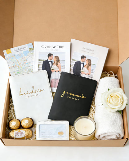 GroomBrideGifts Bride and Groom Passport Holder - Engagement Gifts for Couples | Wedding Travel Essentials for Couples | Honeymoon Gifts for Newlyweds