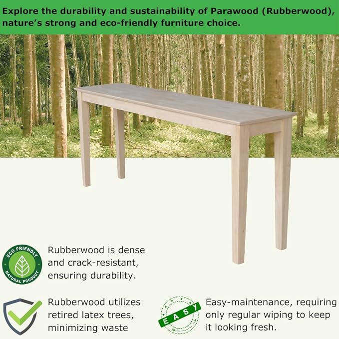 International Concepts Shaker Console Sofa Table, 72-Inch Long, Solid Parawood