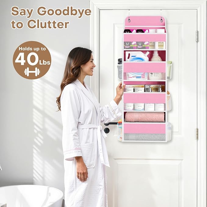 SpaceWhisper Over the Door Organizer, 4 Large Pocket Hanging Storage Organizer