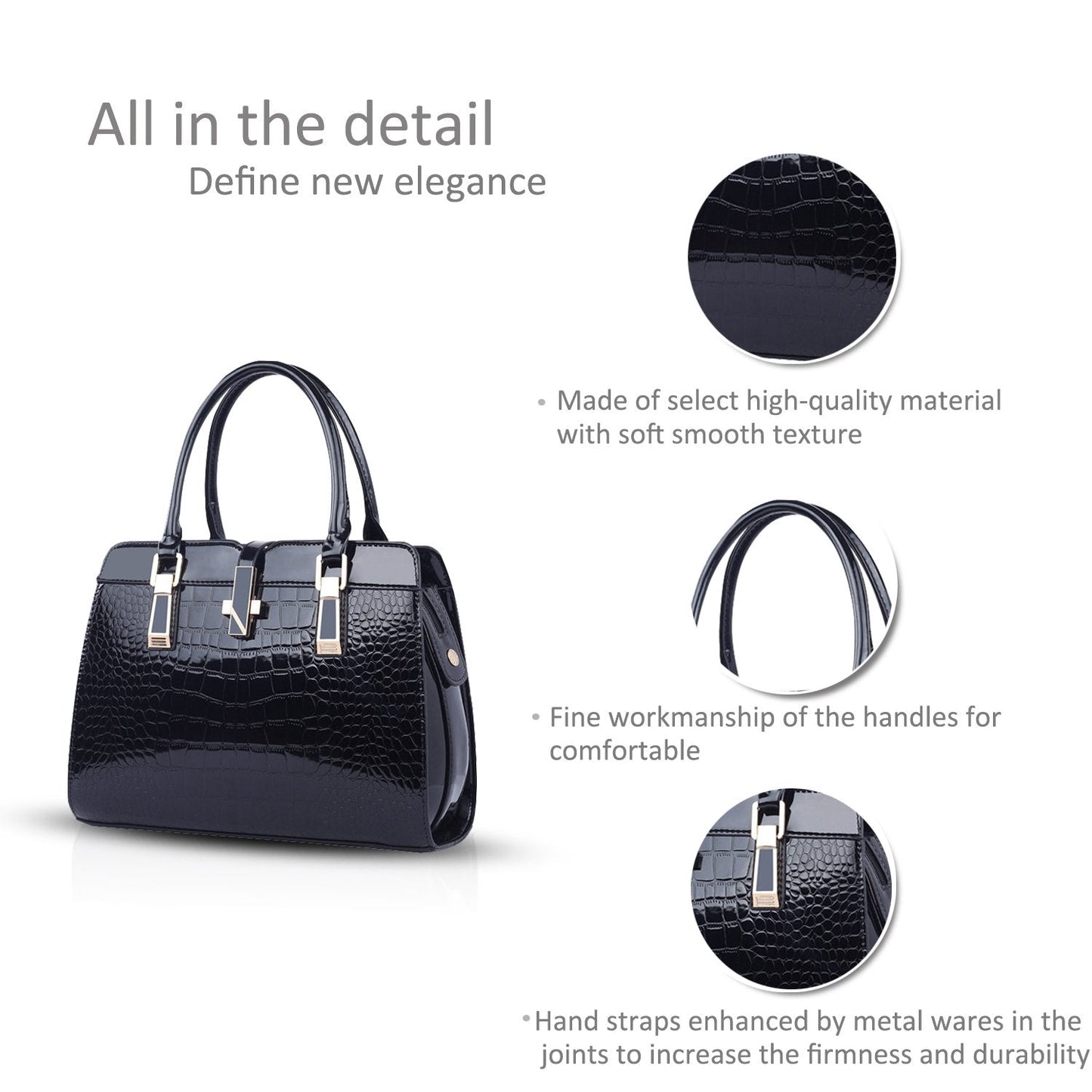 Nicole&Doris Ladies Handbags Fashion Zipper top Handle Bag Leather Shoulder Messenger Bag for Women(Black)