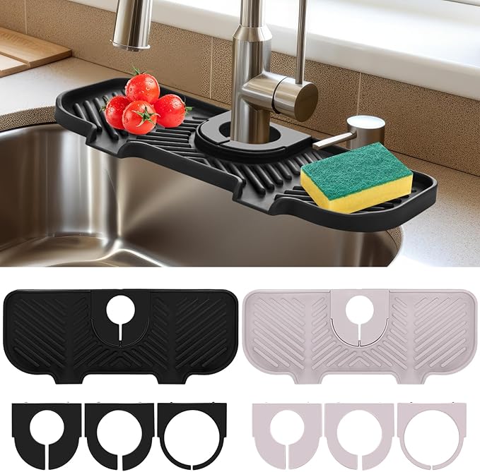 2 Pcs Silicone Faucet Splash Guard 10.6 ” x 4.3” Kitchen Sink Splash Guard