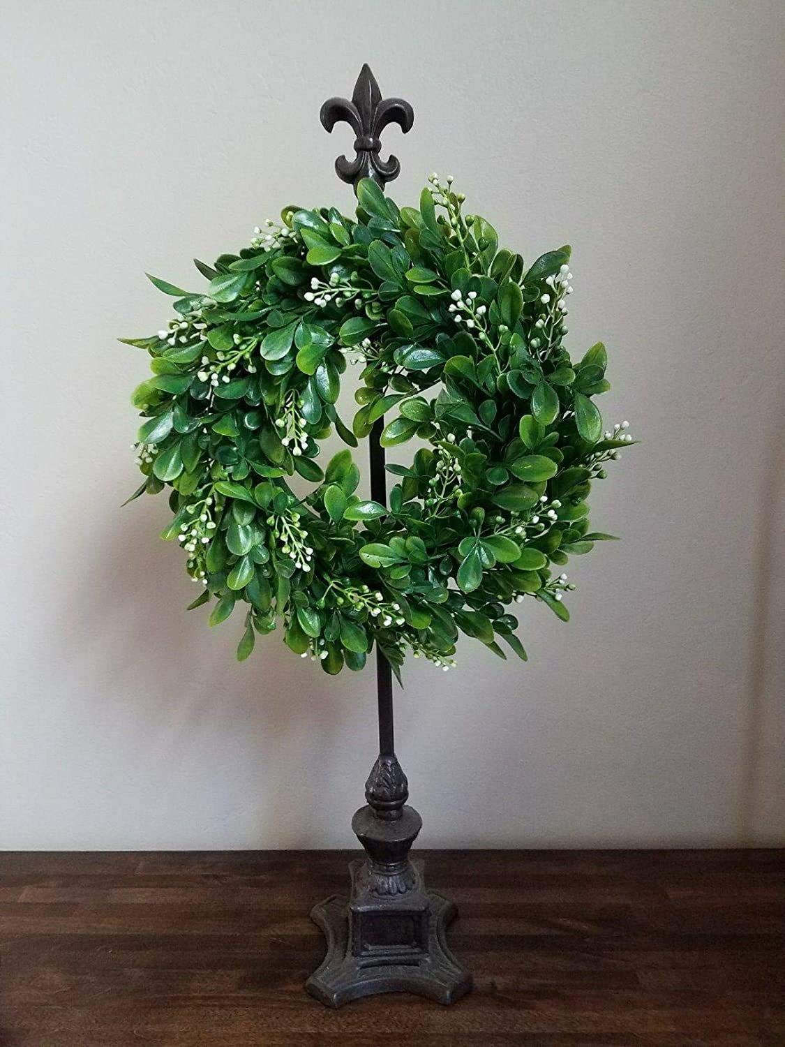 LSKYTOP 4 Pcs Boxwood Wreath Artificial Green Leaves Wreath Door Wall Window Decoration,11Inch/PC