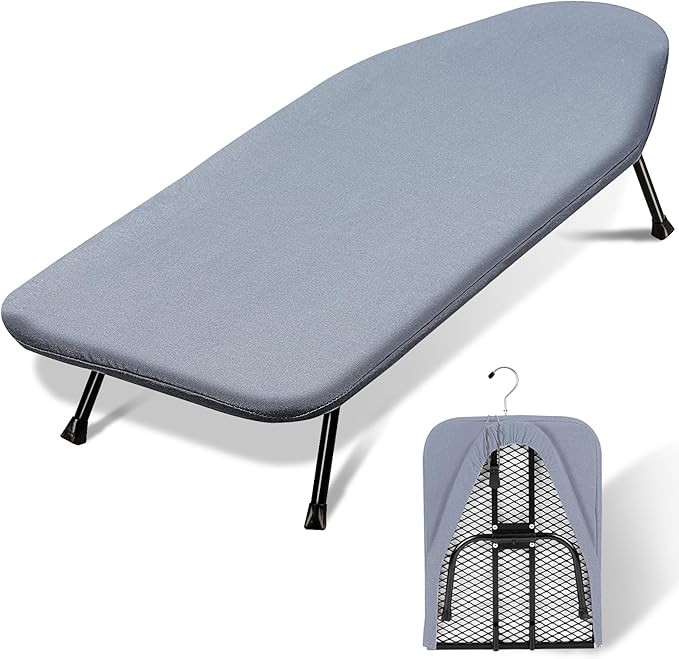 SheeChung Small Ironing Board Tabletop 12"x32", Mini Table Top Ironing Board